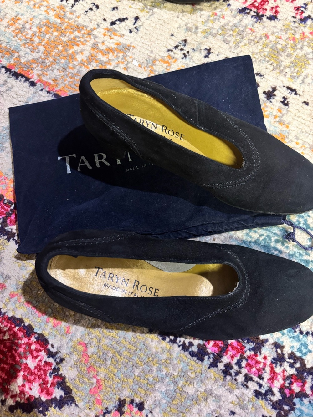 Taryn Rose Black Suede Slip-On Heels